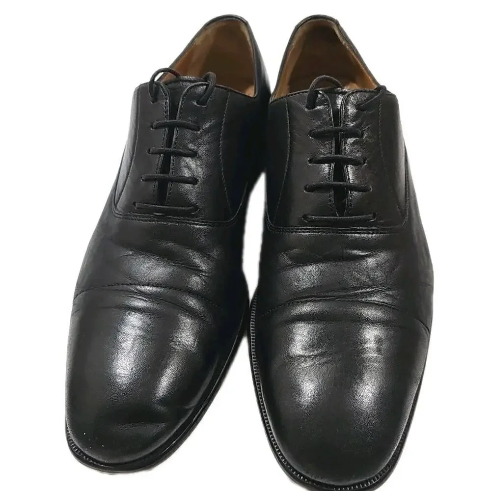 Massimo Emporio Dress Shoes Men's US 9 Black Leather Cap Toe Oxford.